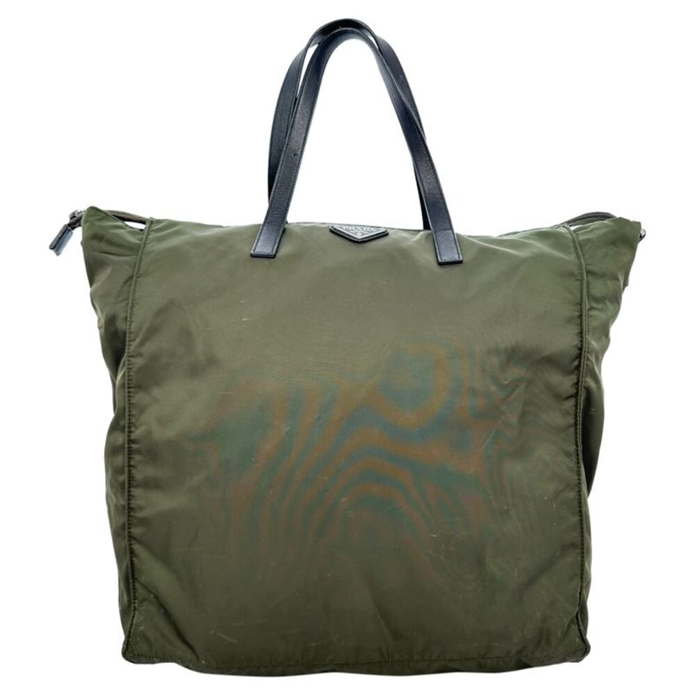 Prada Militare Vela Nylon and Saffiano Leather Tote Bag in Olive Green Nylon - Picture 1 of 11